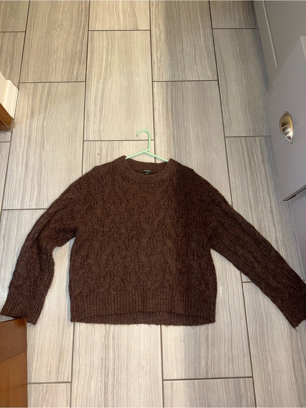 wild fable Brown Cable Knit Crewneck Sweater